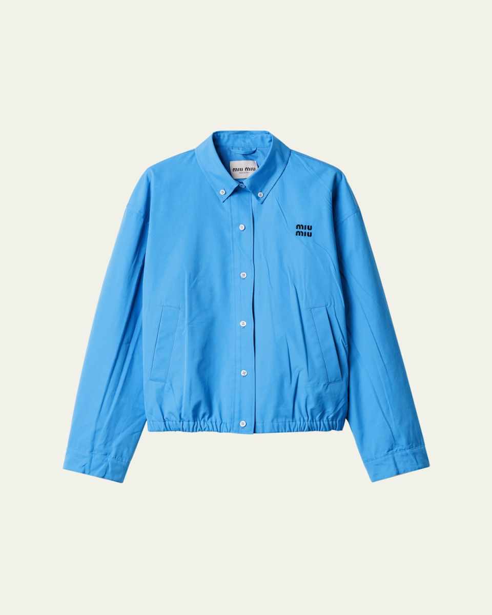 Cotton Poplin Button-Front Shirt Jacket